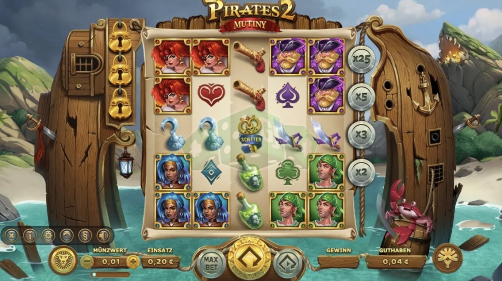 Пиратские приключения на игровом слоте «Pirates 2: mutiny» в казино Super Slots